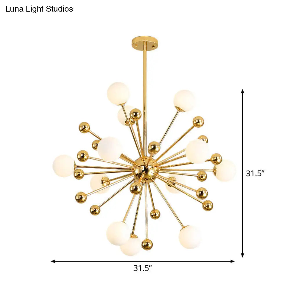 Stylish Burst Ball Chandelier With Frosted Glass - 11/12/18 Lights Gold Finish For Living Room