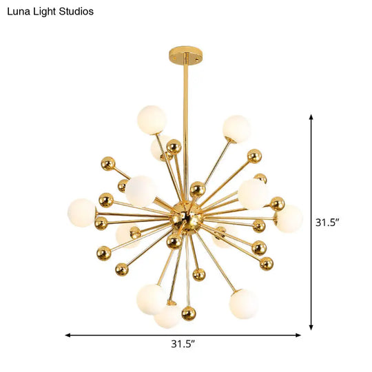 Stylish Burst Ball Chandelier With Frosted Glass - 11/12/18 Lights Gold Finish For Living Room