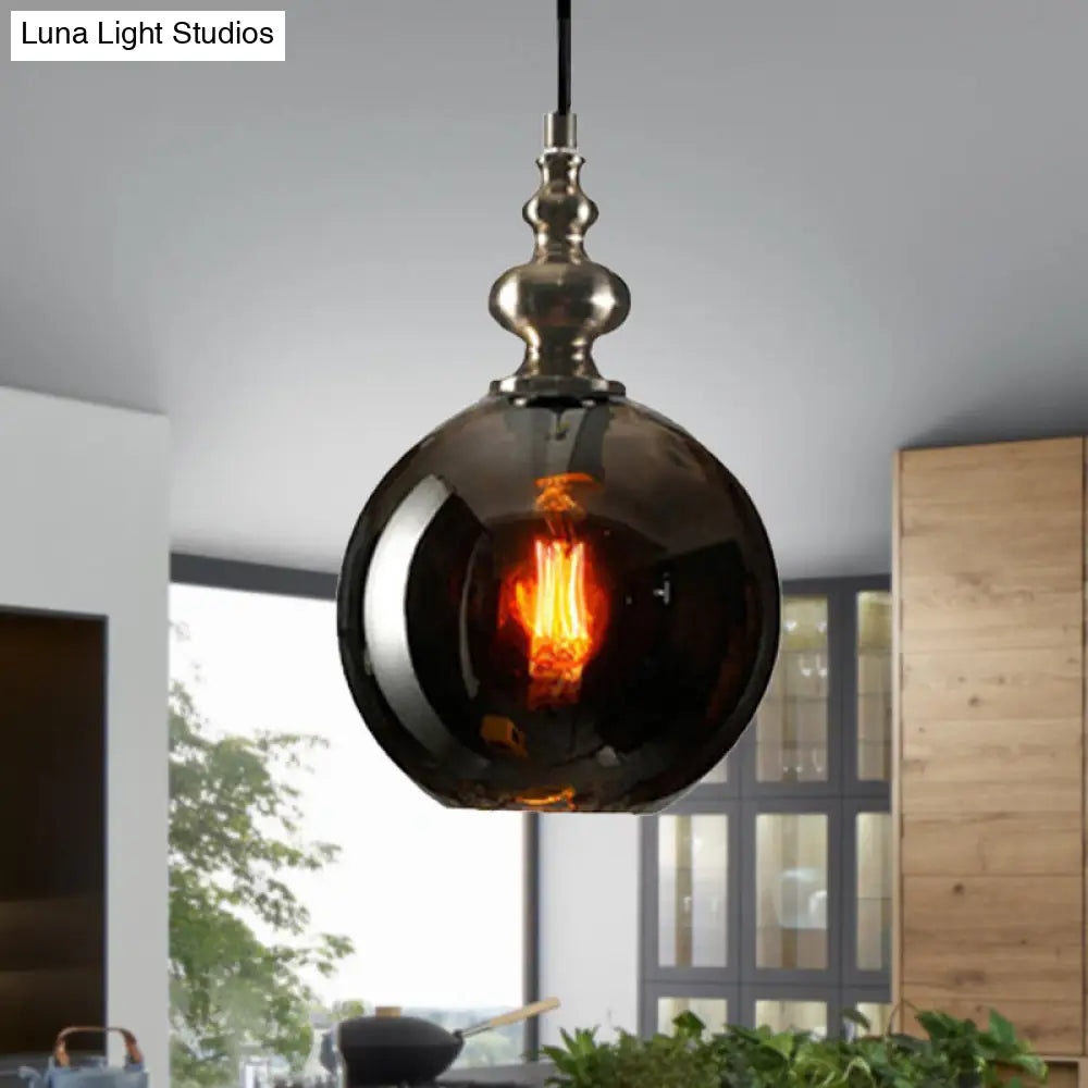 Modern Dimpled Glass Pendant Lamp - 1 Light Shade Hanging Clear/Smoke & 8/10 Size Options