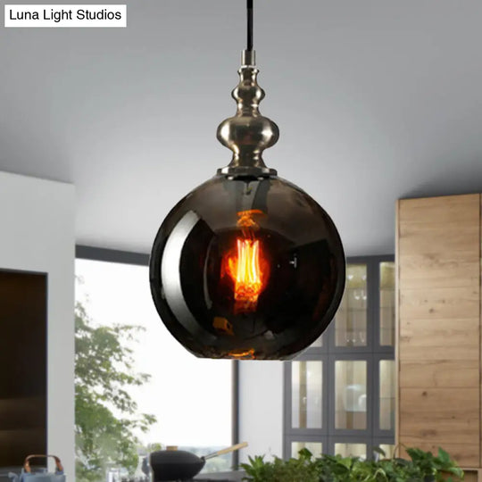 Modern Dimpled Glass Pendant Lamp - 1 Light Shade Hanging Clear/Smoke & 8/10 Size Options