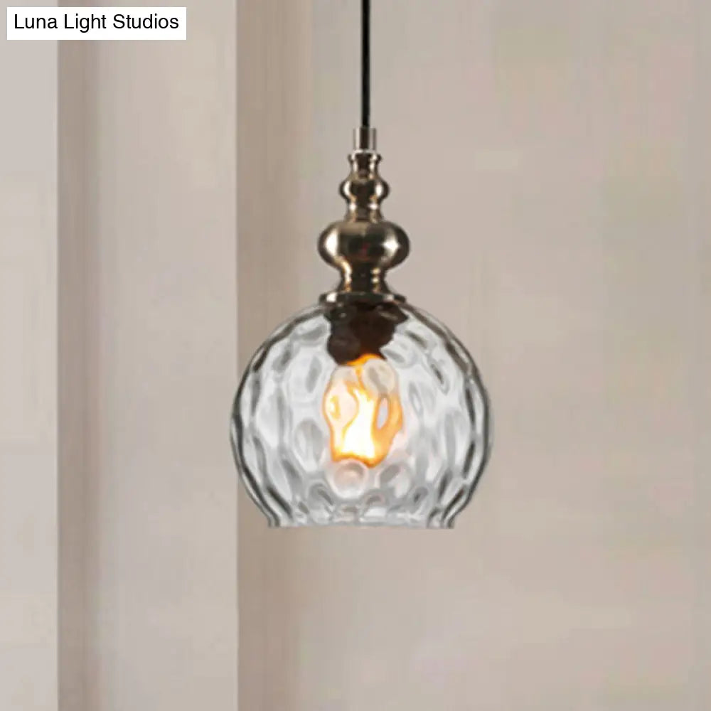 Modern Stylish Clear/Smoke Gray Dimpled Glass Pendant Lamp - 8’’/10’’ W Global Shade