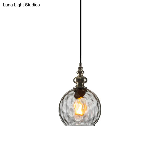 Modern Dimpled Glass Pendant Lamp - 1 Light Shade Hanging Clear/Smoke & 8/10 Size Options