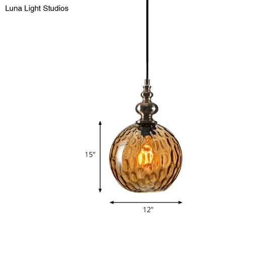 Modern Stylish Clear/Smoke Gray Dimpled Glass Pendant Lamp - 8’’/10’’ W Global Shade