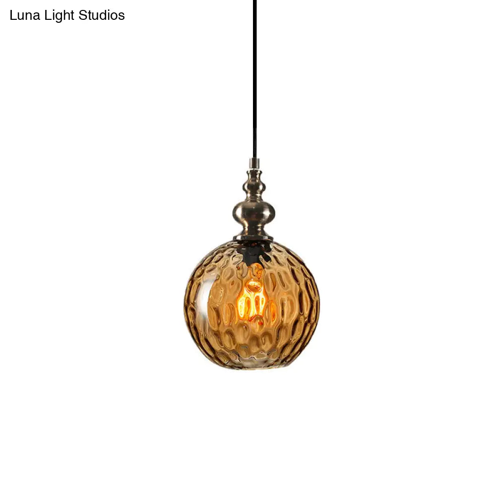 Modern Dimpled Glass Pendant Lamp - 1 Light Shade Hanging Clear/Smoke & 8/10 Size Options