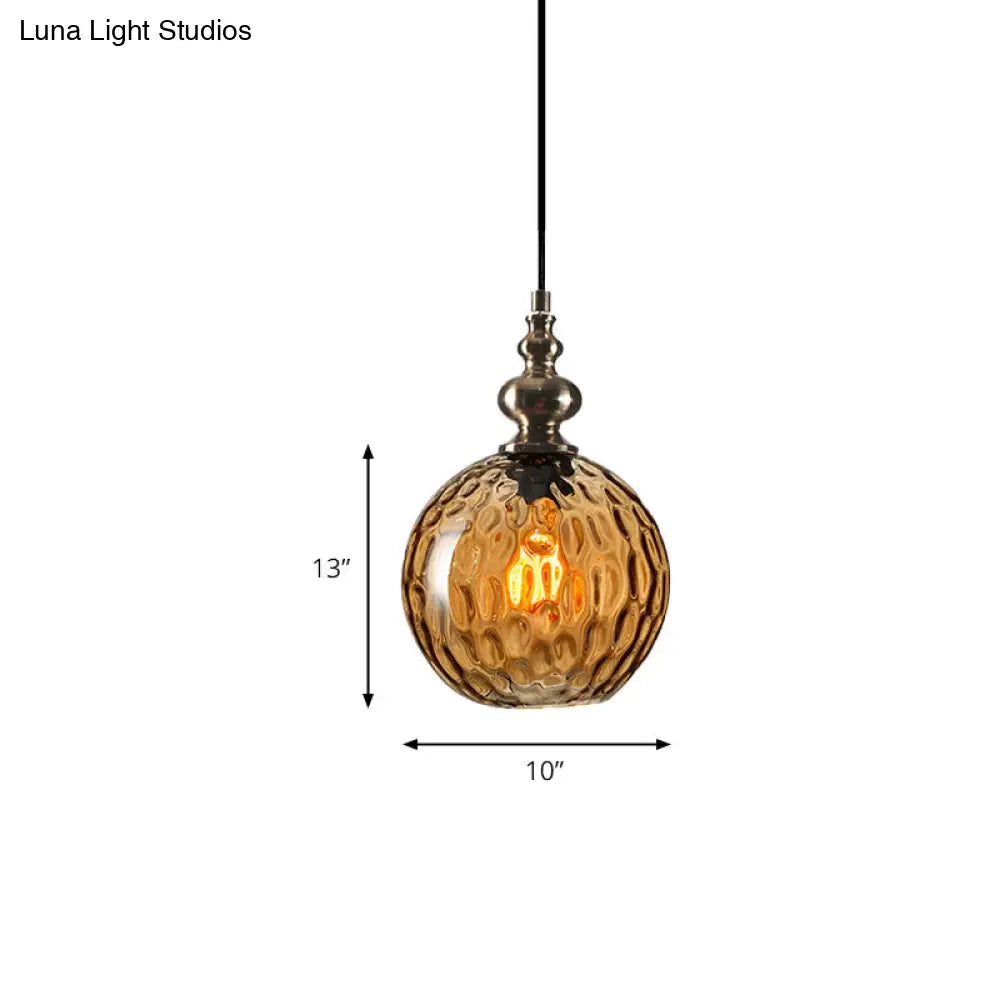 Modern Dimpled Glass Pendant Lamp - 1 Light Shade Hanging Clear/Smoke & 8/10 Size Options