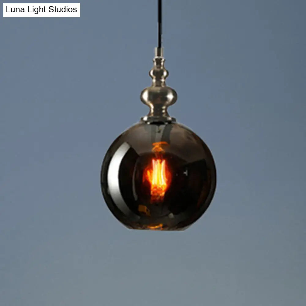 Modern Dimpled Glass Pendant Lamp - 1 Light Shade Hanging Clear/Smoke & 8/10 Size Options