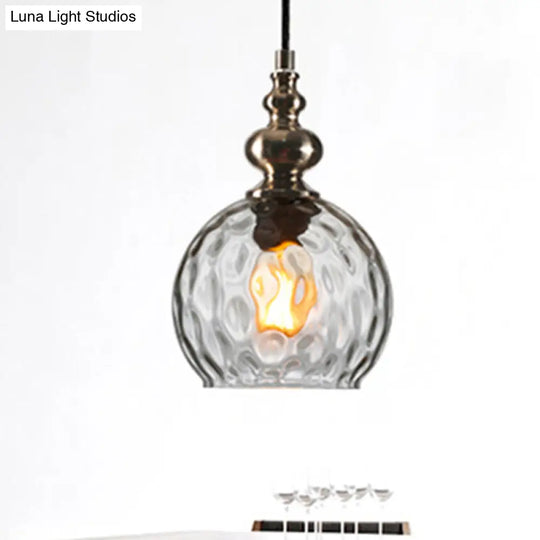 Modern Dimpled Glass Pendant Lamp - 1 Light Shade Hanging Clear/Smoke & 8/10 Size Options Clear / 8