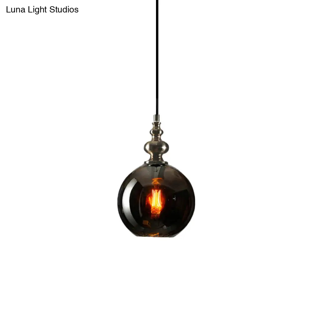 Modern Dimpled Glass Pendant Lamp - 1 Light Shade Hanging Clear/Smoke & 8/10 Size Options