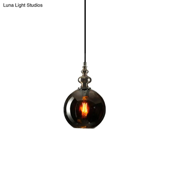 Modern Dimpled Glass Pendant Lamp - 1 Light Shade Hanging Clear/Smoke & 8/10 Size Options