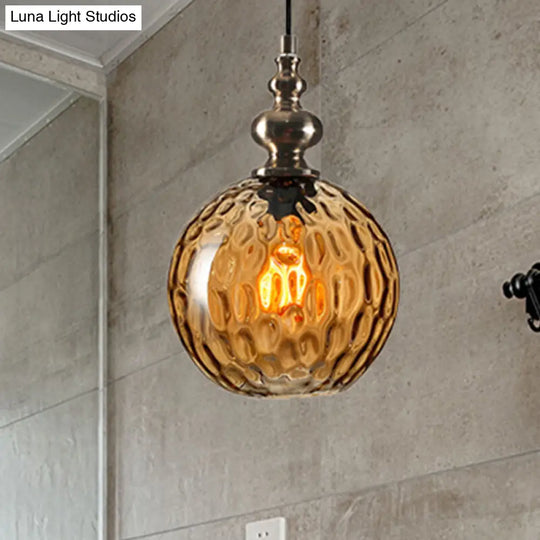 Modern Dimpled Glass Pendant Lamp - 1 Light Shade Hanging Clear/Smoke & 8/10 Size Options