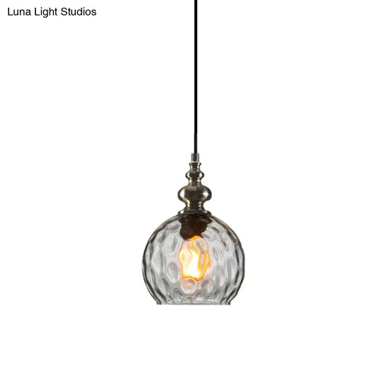 Modern Stylish Clear/Smoke Gray Dimpled Glass Pendant Lamp - 8’’/10’’ W Global Shade