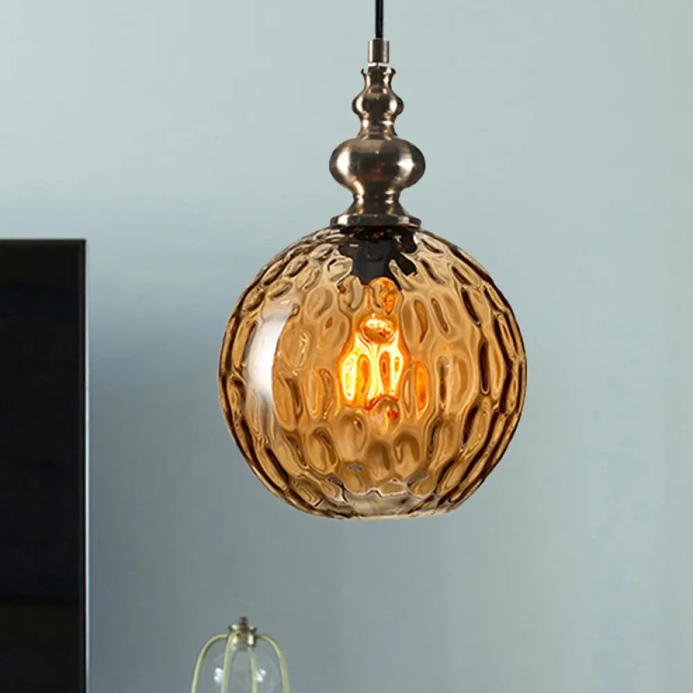 Modern Stylish Clear/Smoke Gray Dimpled Glass Pendant Lamp - 8’’/10’’ W Global Shade