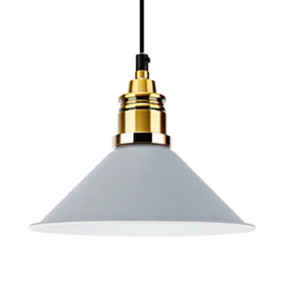 Modern Stylish Conic Pendant Light With Metal Shade - Black/Grey/White Ideal For Dining Room Grey