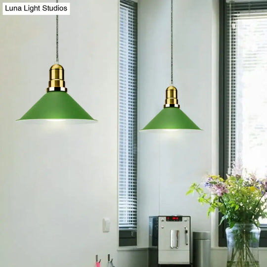 Modern Stylish Conic Pendant Light With Metal Shade - Black/Grey/White Ideal For Dining Room