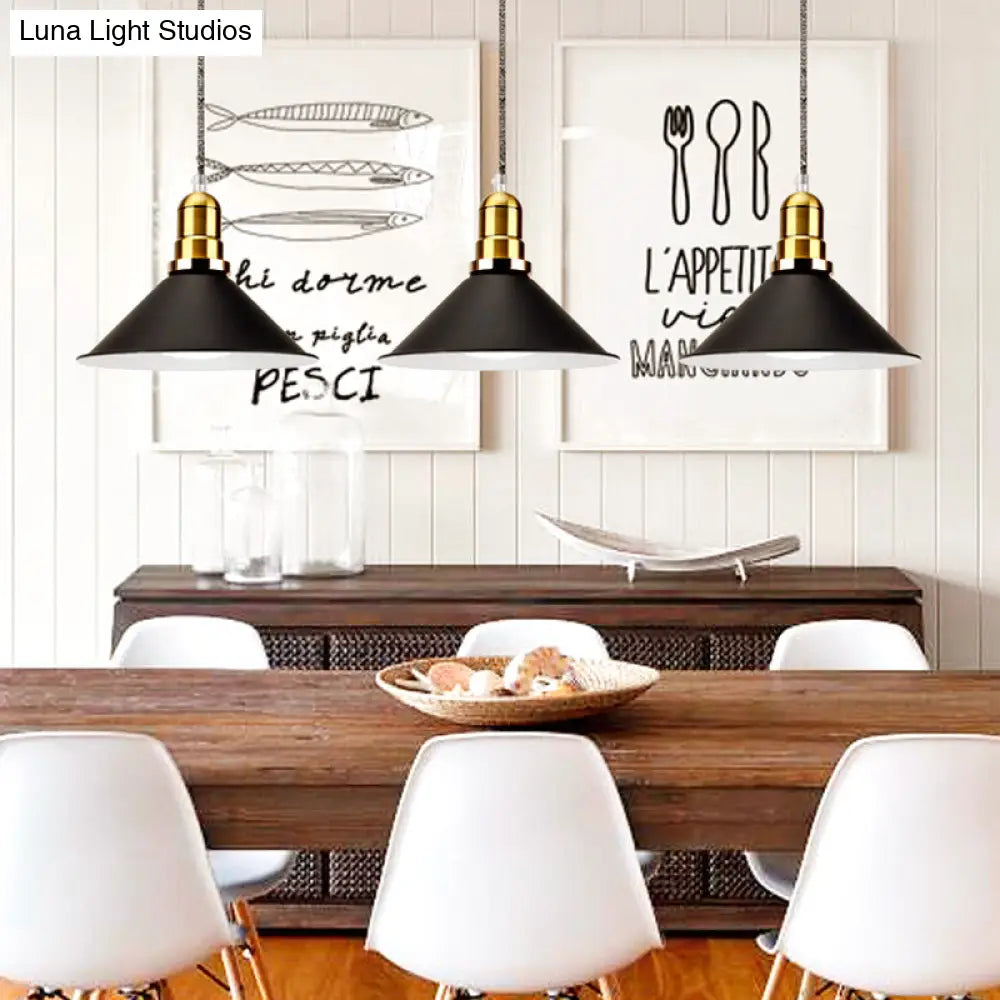 Modern Stylish Conic Pendant Light With Metal Shade - Black/Grey/White Ideal For Dining Room