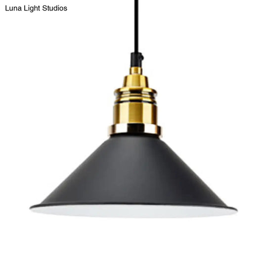 Modern Conic Pendant Light With Metal Shade In Black/Grey/White For Dining Room Black