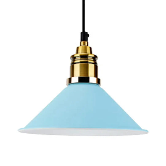 Modern Stylish Conic Pendant Light With Metal Shade - Black/Grey/White Ideal For Dining Room Blue