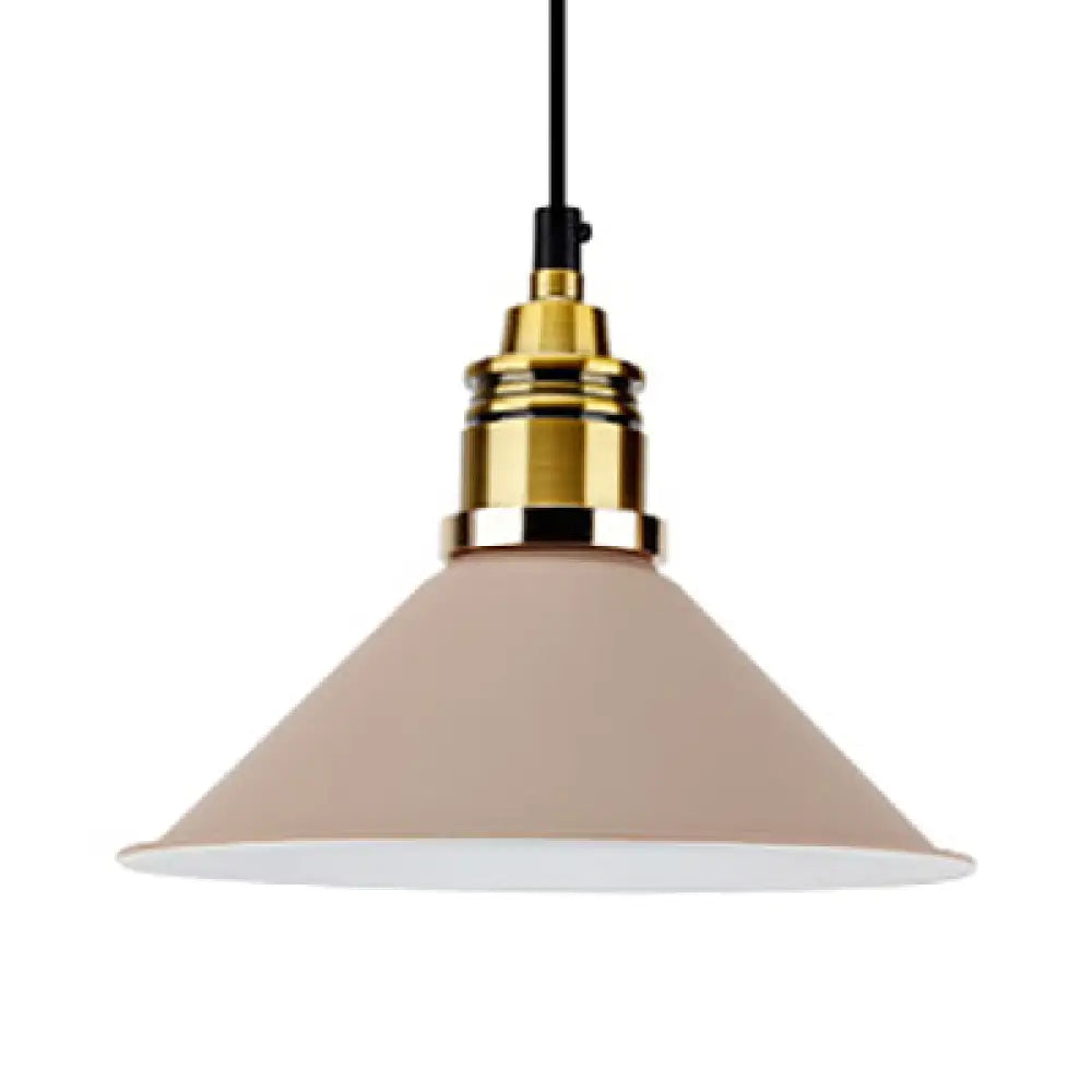 Modern Stylish Conic Pendant Light With Metal Shade - Black/Grey/White Ideal For Dining Room Brown