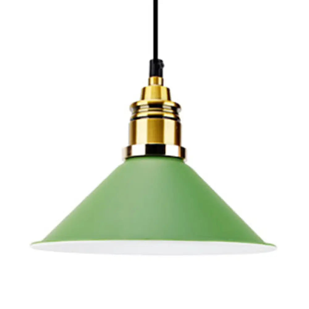 Modern Stylish Conic Pendant Light With Metal Shade - Black/Grey/White Ideal For Dining Room Green