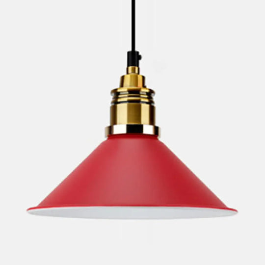 Modern Stylish Conic Pendant Light With Metal Shade - Black/Grey/White Ideal For Dining Room Red