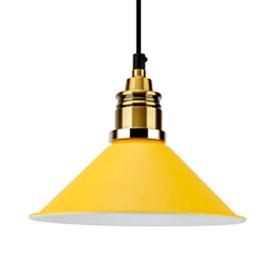 Modern Stylish Conic Pendant Light With Metal Shade - Black/Grey/White Ideal For Dining Room Yellow