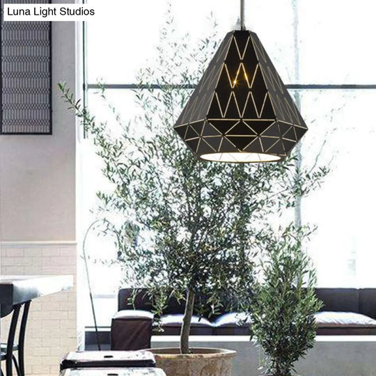 Stylish Metal Diamond Pendant Light In Black - Modern 1-Light Suspension Fixture