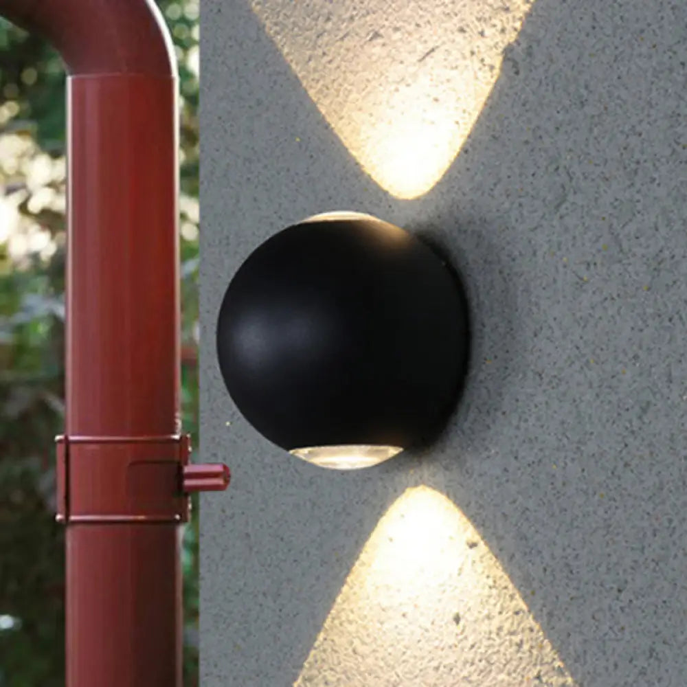 Modern Stylish Sconce Lamp: Rounded Shade Porch Wall Fixture Black Aluminum Led Warm/White Lighting