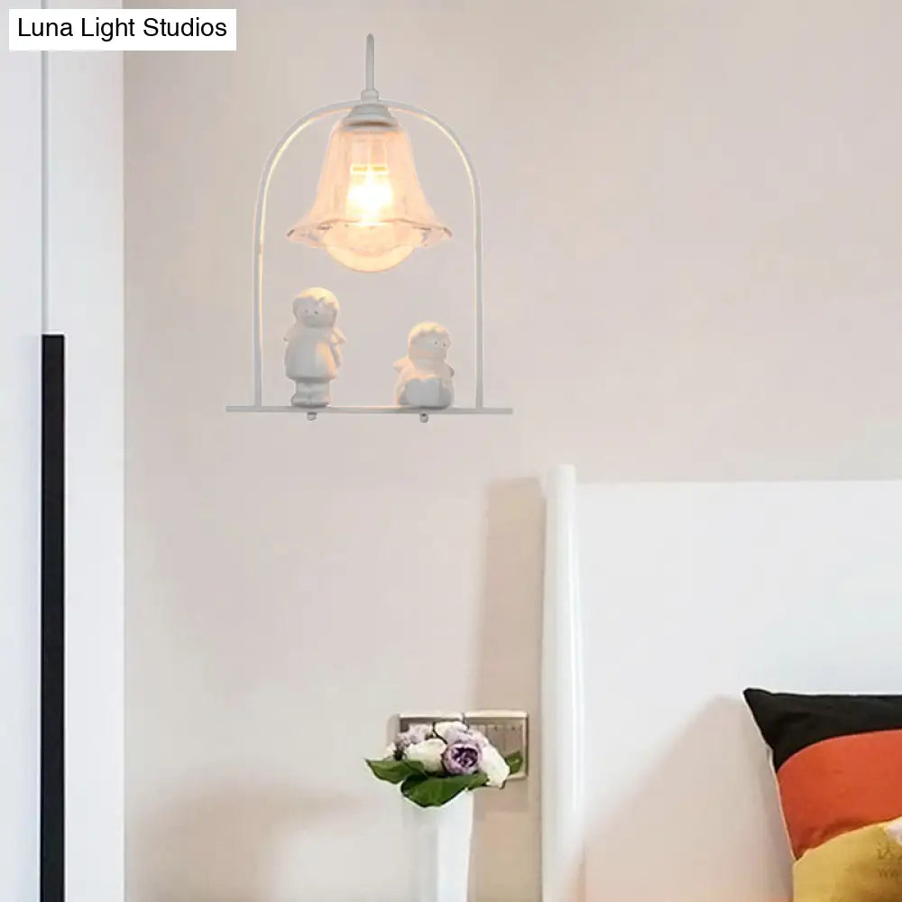 Modern Stylish White Metal Wall Lamp With 1 Light For Little Kids Kitchen Décor