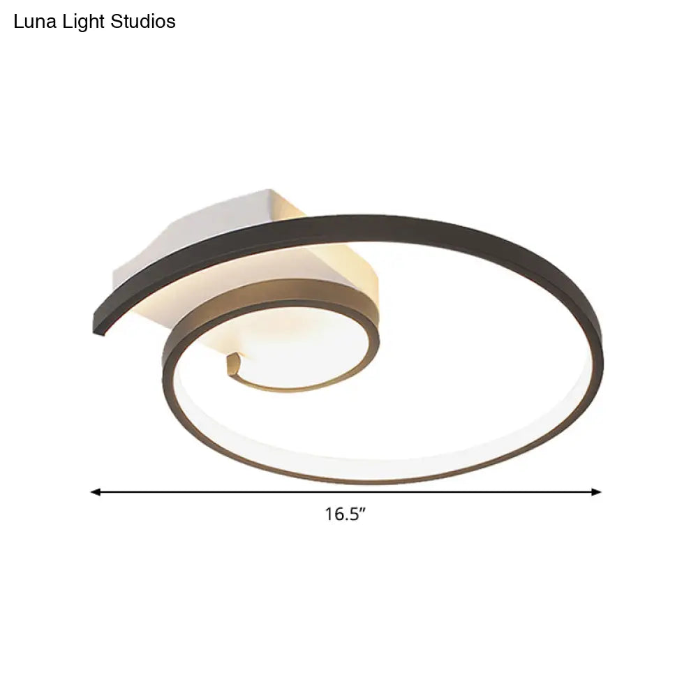 Modern Super Thin Curled Metal Flush Mount Light Led Ceiling Lamp (16.5/20.5) - Black/White