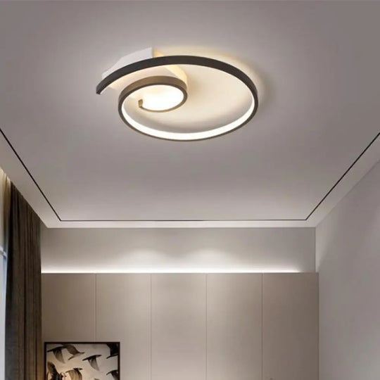 Modern Super Thin Curled Metal Flush Mount Light Led Ceiling Lamp (16.5/20.5) - Black/White