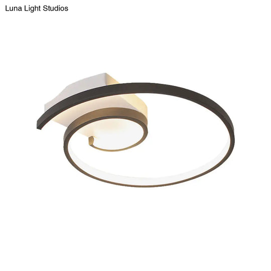 Modern Super Thin Curled Metal Flush Mount Light Led Ceiling Lamp (16.5/20.5) - Black/White