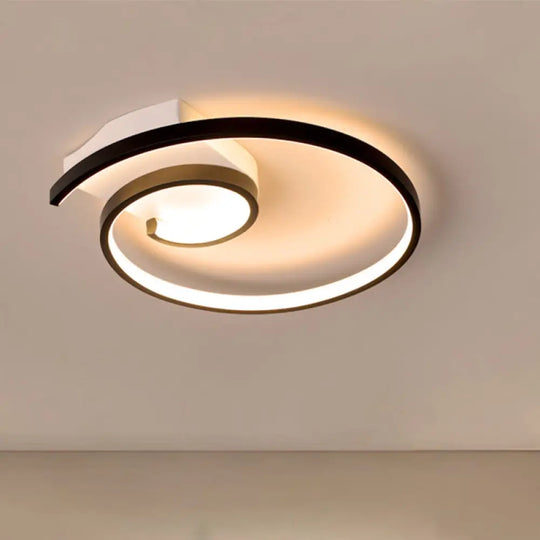 Modern Super Thin Curled Metal Flush Mount Light Led Ceiling Lamp (16.5/20.5) - Black/White