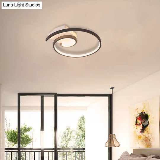 Modern Super Thin Curled Metal Flush Mount Light Led Ceiling Lamp (16.5/20.5) - Black/White