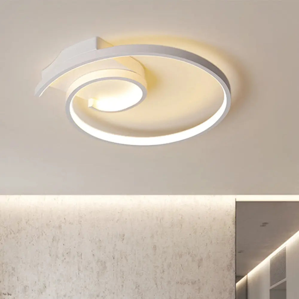 Modern Super Thin Curled Metal Flush Mount Light Led Ceiling Lamp (16.5/20.5) - Black/White