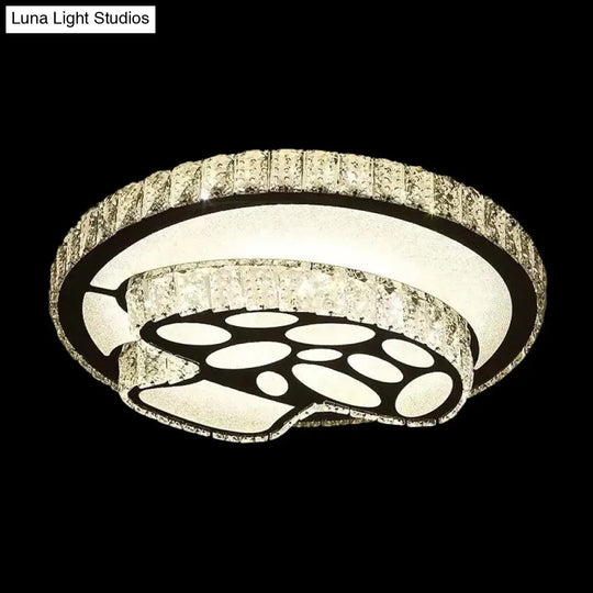 Modern Surface Mounted Led Ceiling Lamp With Clear Embedded Crystals - Loving Heart/Mushroom/Flower