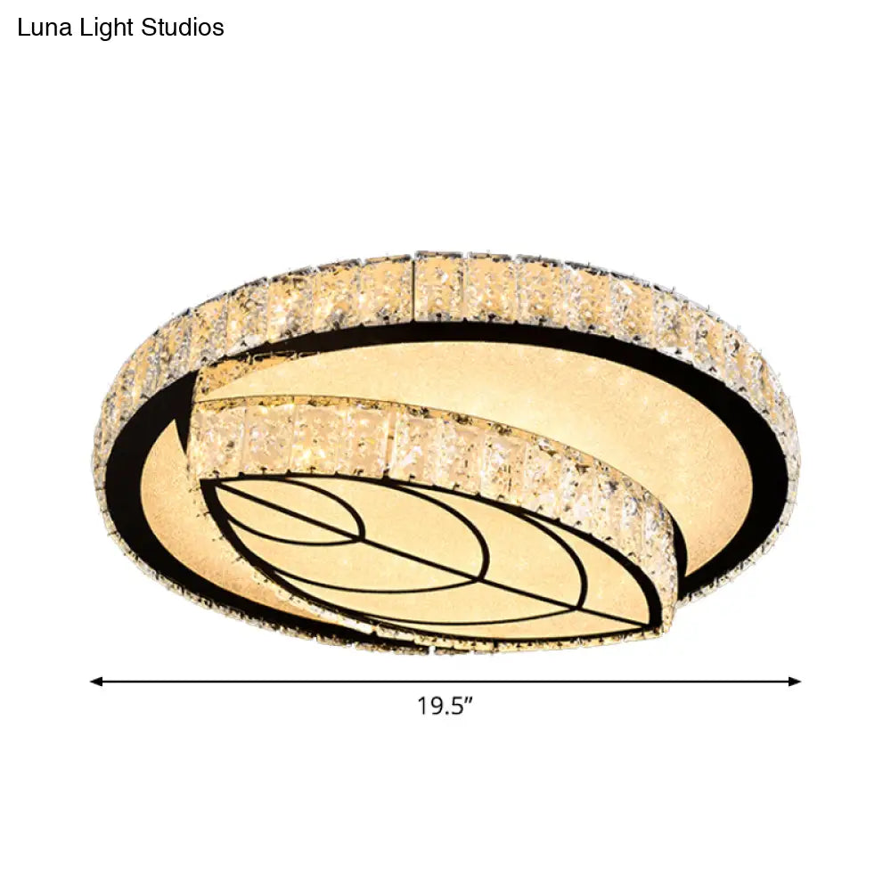 Modern Surface Mounted Led Ceiling Lamp With Clear Embedded Crystals - Loving Heart/Mushroom/Flower