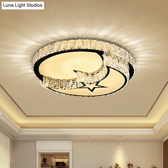 Modern Surface Mounted Led Ceiling Lamp With Clear Embedded Crystals - Loving Heart/Mushroom/Flower