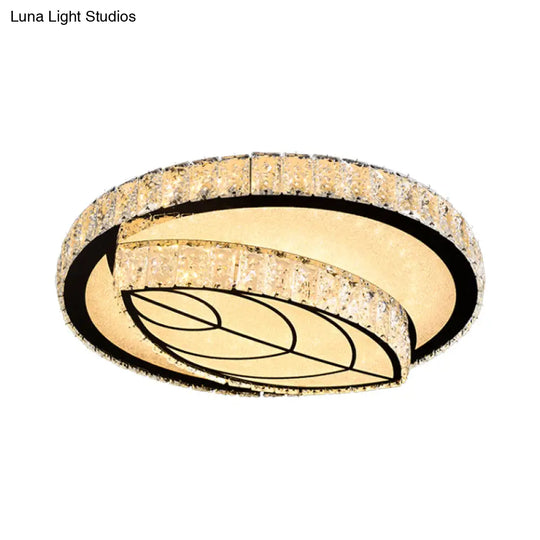 Modern Surface Mounted Led Ceiling Lamp With Clear Embedded Crystals - Loving Heart/Mushroom/Flower