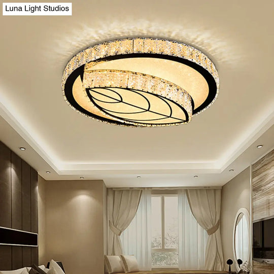 Modern Surface Mounted Led Ceiling Lamp With Clear Embedded Crystals - Loving Heart/Mushroom/Flower