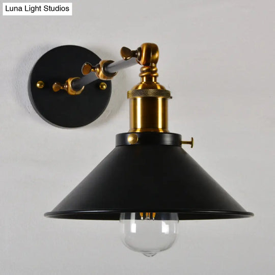 Modern Swing Arm Wall Lamp For Bedroom - Warehouse Black/White And Brass Iron 8+8/12+12 With 1 Bulb