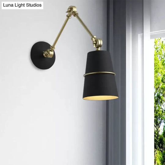 Modern Swing Arm Wall Light In Black/White For Hallway