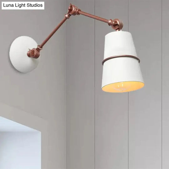 Modern Swing Arm Wall Light In Black/White For Hallway