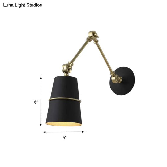 Modern Swing Arm Wall Light In Black/White For Hallway