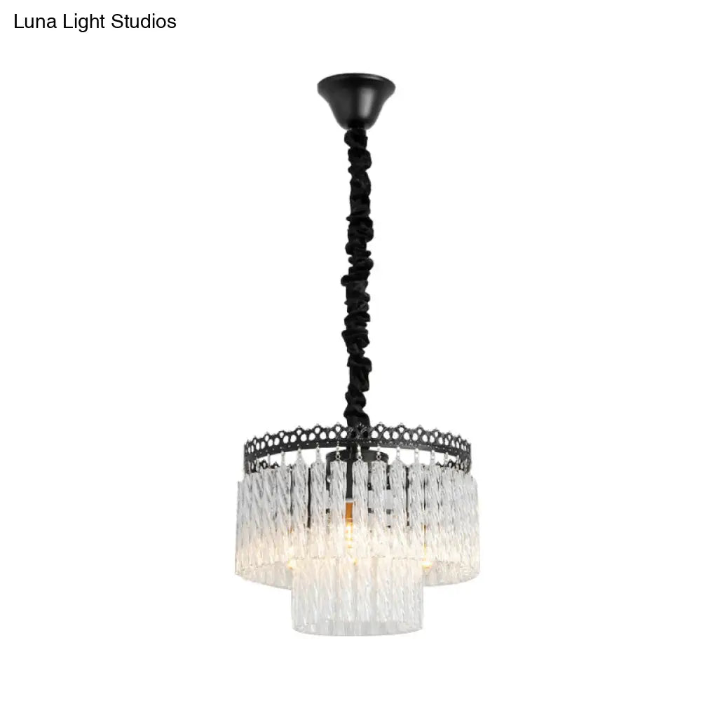 Modern Swirl Crystal Chandelier Light Fixture - 2/3 Tiers 4/9 Lights Clear Hanging Ceiling