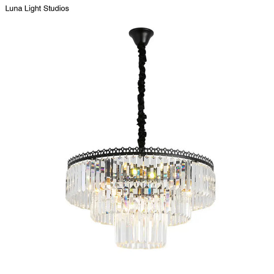 Modern Swirl Crystal Chandelier Light Fixture - 2/3 Tiers 4/9 Lights Clear Hanging Ceiling