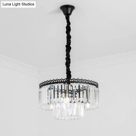 Modern Swirl Crystal Chandelier Light Fixture - 2/3 Tiers 4/9 Lights Clear Hanging Ceiling