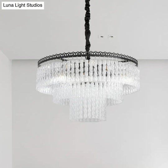 Modern Swirl Crystal Chandelier Light Fixture - 2/3 Tiers 4/9 Lights Clear Hanging Ceiling