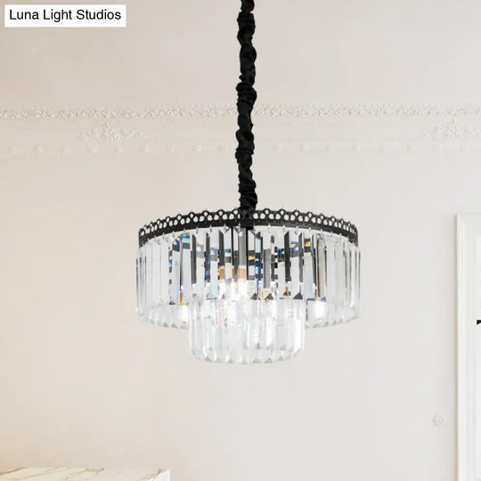 Modern Swirl Crystal Chandelier Light Fixture - 2/3 Tiers 4/9 Lights Clear Hanging Ceiling