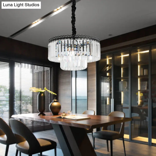 Modern Swirl Crystal Chandelier Light Fixture - 2/3 Tiers 4/9 Lights Clear Hanging Ceiling