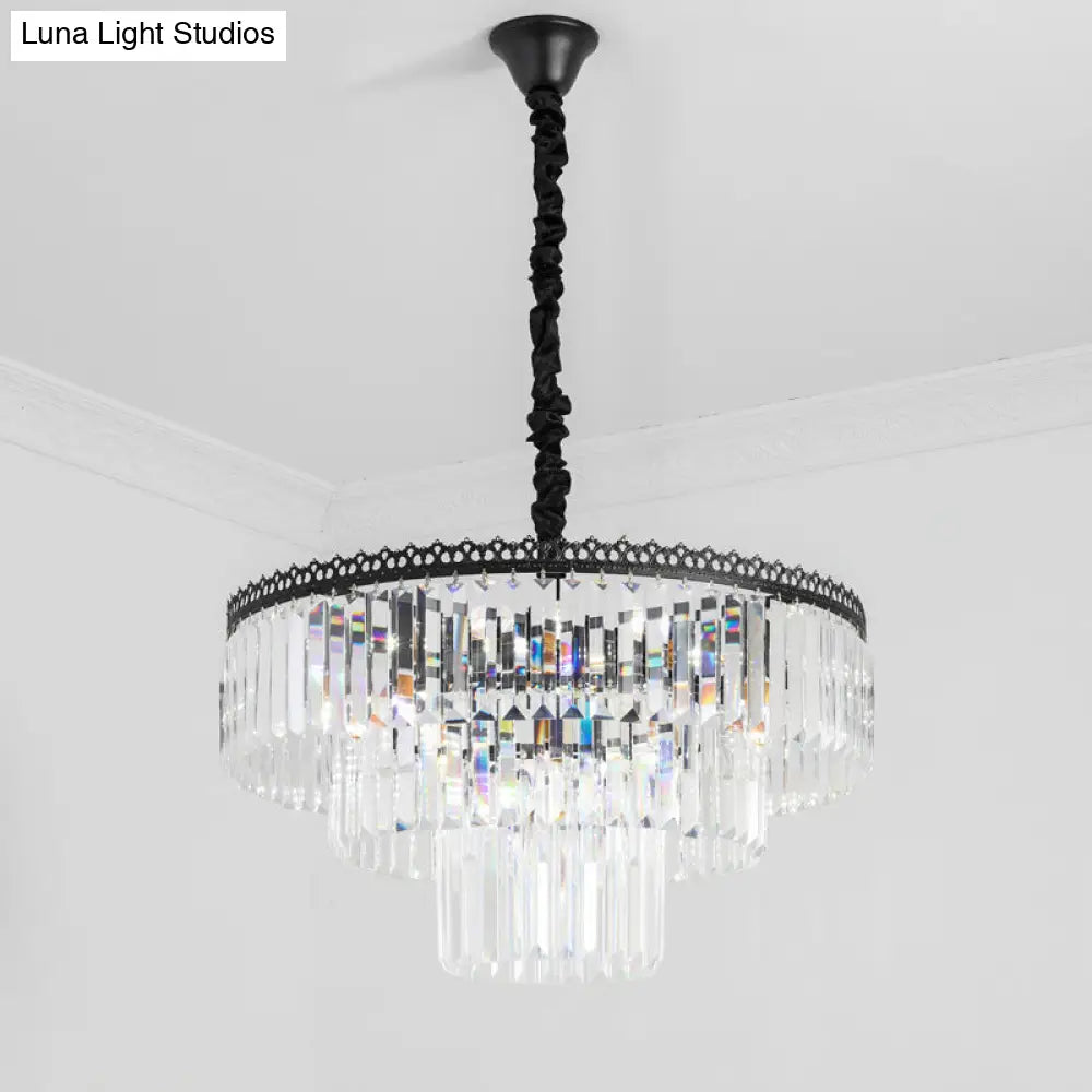 Modern Swirl Crystal Chandelier Light Fixture - 2/3 Tiers 4/9 Lights Clear Hanging Ceiling